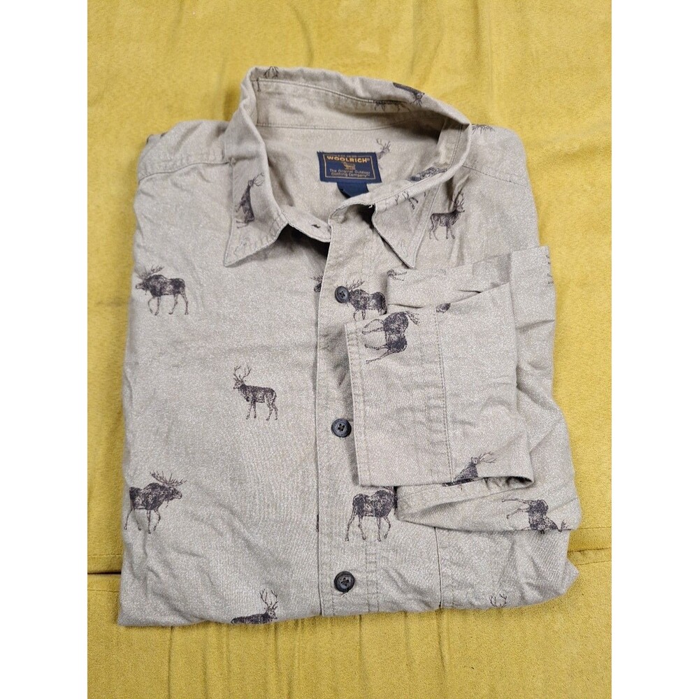Woolrich Moose Deer Print Flannel Shirt Men's XL